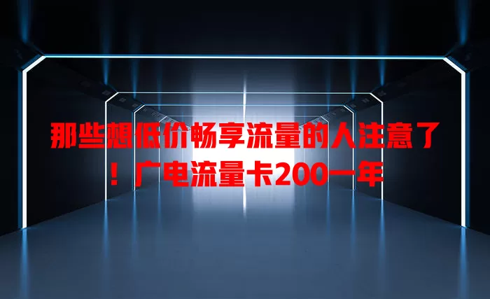 那些想低价畅享流量的人注意了！广电流量卡200一年