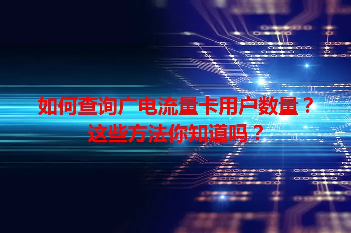 如何查询广电流量卡用户数量？这些方法你知道吗？
