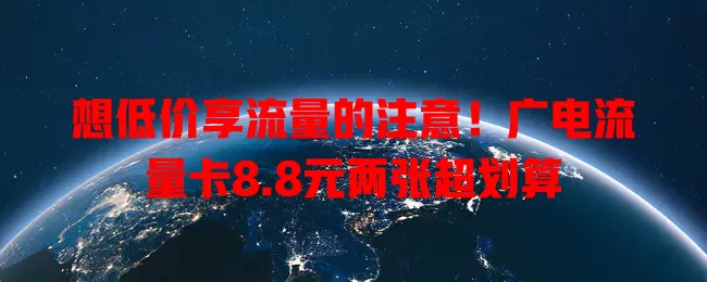 想低价享流量的注意！广电流量卡8.8元两张超划算