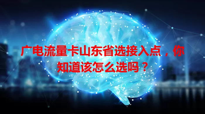 广电流量卡山东省选接入点，你知道该怎么选吗？
