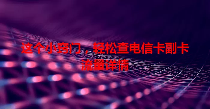 这个小窍门，轻松查电信卡副卡流量详情