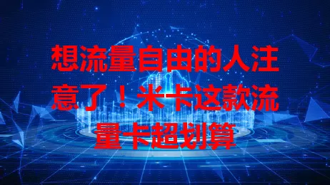 想流量自由的人注意了！米卡这款流量卡超划算