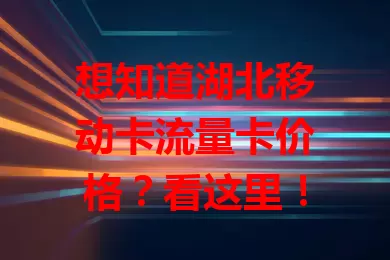 想知道湖北移动卡流量卡价格？看这里！