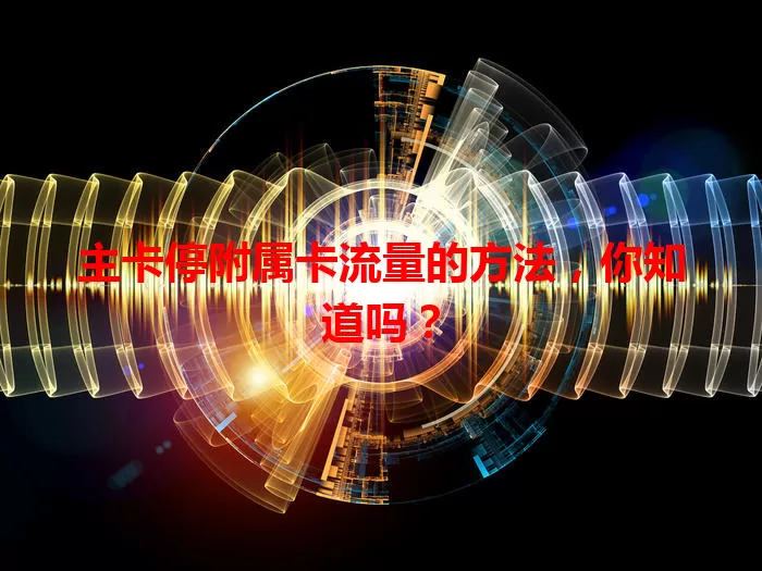 主卡停附属卡流量的方法，你知道吗？