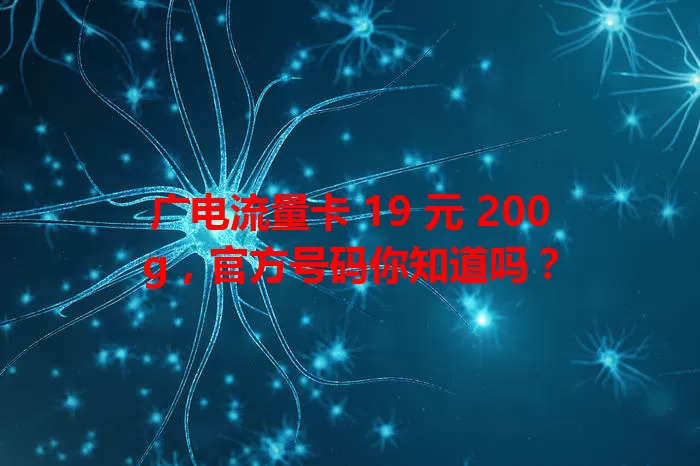 广电流量卡 19 元 200g，官方号码你知道吗？