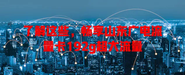 了解这些，畅享山东广电流量卡192g超大流量