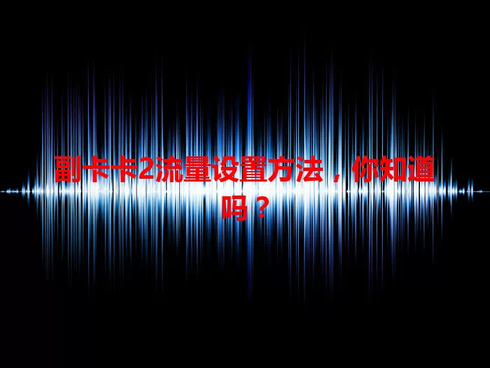 副卡卡2流量设置方法，你知道吗？