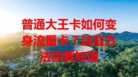 普通大王卡如何变身流量卡？这些方法你要知道