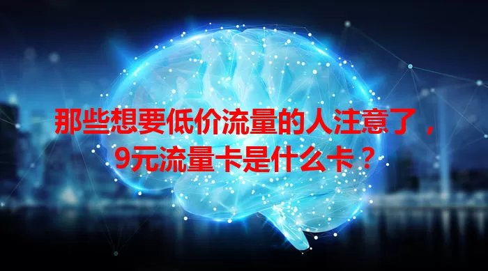 那些想要低价流量的人注意了，9元流量卡是什么卡？