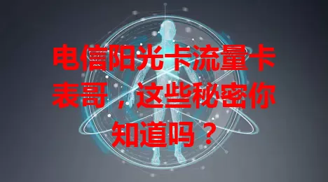 电信阳光卡流量卡表哥，这些秘密你知道吗？