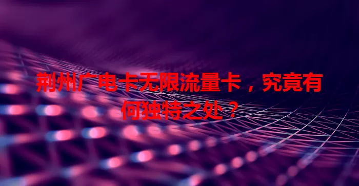 荆州广电卡无限流量卡，究竟有何独特之处？
