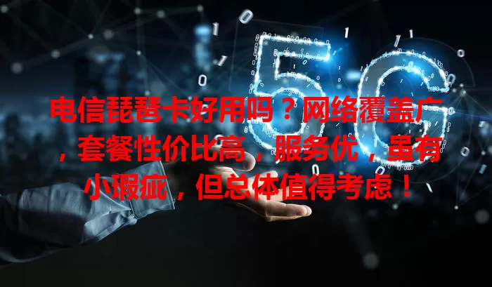 电信琵琶卡好用吗？网络覆盖广，套餐性价比高，服务优，虽有小瑕疵，但总体值得考虑！