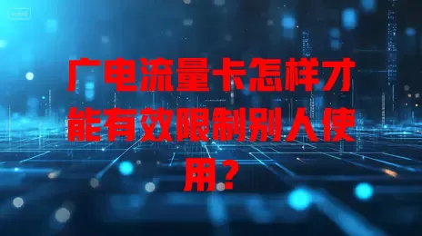 广电流量卡怎样才能有效限制别人使用？