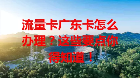 流量卡广东卡怎么办理？这些要点你得知道！
