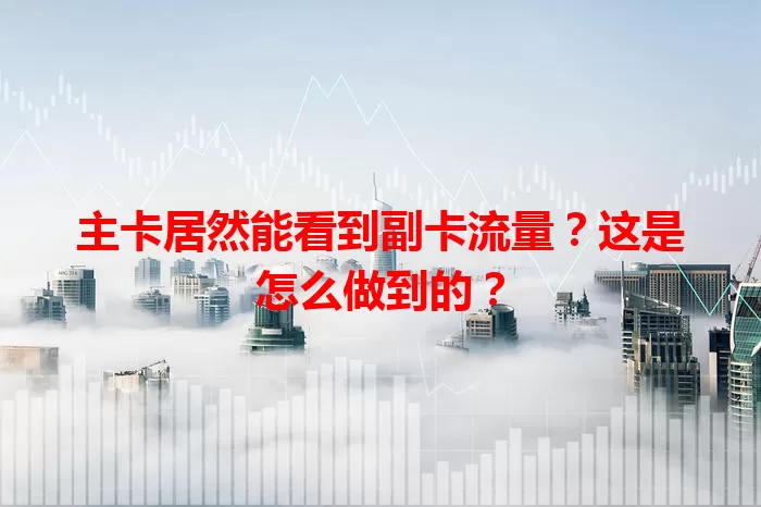 主卡居然能看到副卡流量？这是怎么做到的？