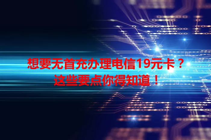 想要无首充办理电信19元卡？这些要点你得知道！