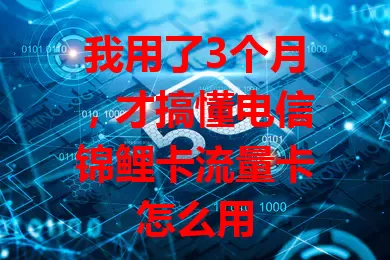 我用了3个月，才搞懂电信锦鲤卡流量卡怎么用