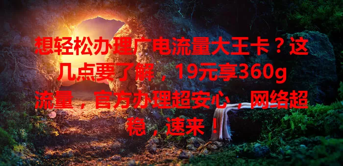想轻松办理广电流量大王卡？这几点要了解，19元享360g流量，官方办理超安心，网络超稳，速来！