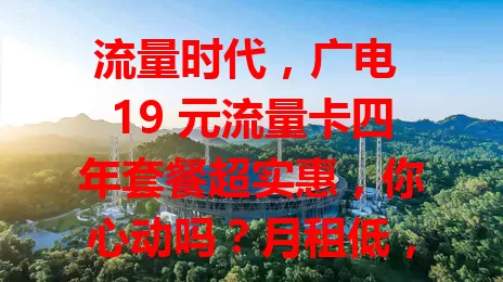 流量时代，广电 19 元流量卡四年套餐超实惠，你心动吗？月租低，省更换麻烦，成本降，网络稳，刷视频玩游戏超流畅，多因素可选，此套餐超有吸引力！