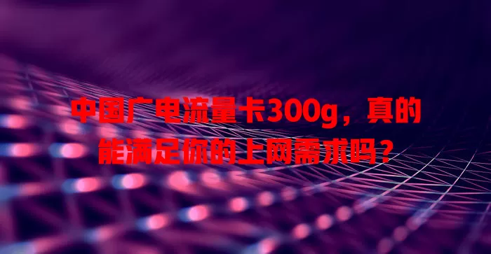中国广电流量卡300g，真的能满足你的上网需求吗？