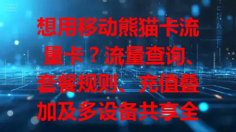 想用移动熊猫卡流量卡？流量查询、套餐规则、充值叠加及多设备共享全知道！