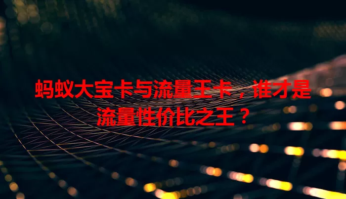 蚂蚁大宝卡与流量王卡，谁才是流量性价比之王？