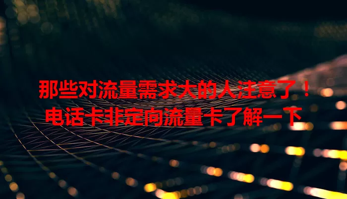 那些对流量需求大的人注意了！电话卡非定向流量卡了解一下