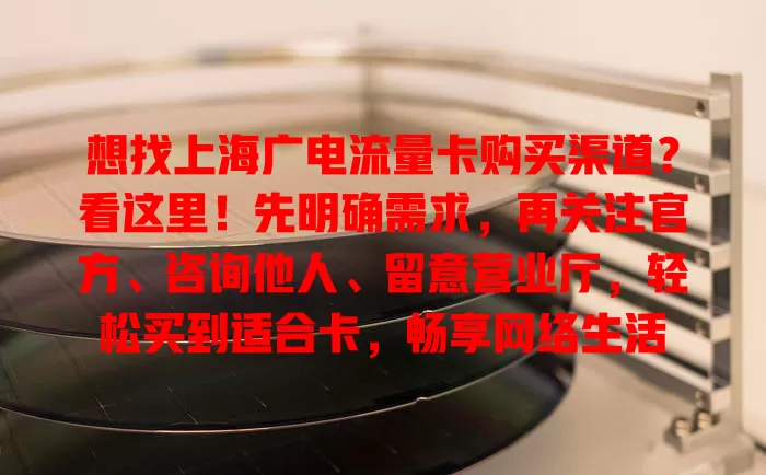 想找上海广电流量卡购买渠道？看这里！先明确需求，再关注官方、咨询他人、留意营业厅，轻松买到适合卡，畅享网络生活