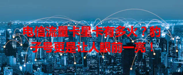 电信流量卡星卡有多火？豹子号更是让人眼前一亮！