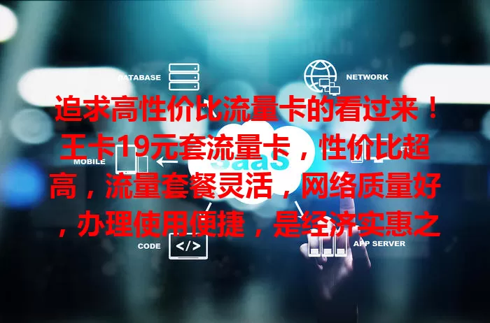 追求高性价比流量卡的看过来！王卡19元套流量卡，性价比超高，流量套餐灵活，网络质量好，办理使用便捷，是经济实惠之选，快来看看！