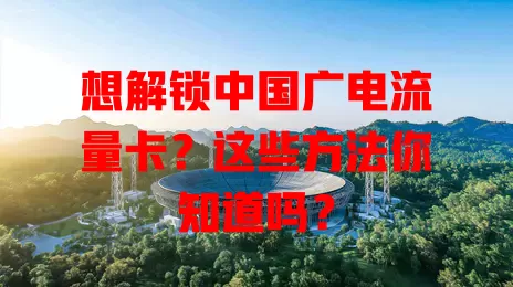 想解锁中国广电流量卡？这些方法你知道吗？