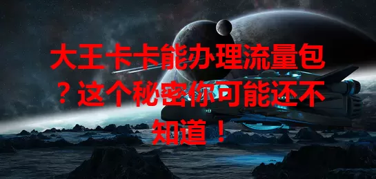 大王卡卡能办理流量包？这个秘密你可能还不知道！