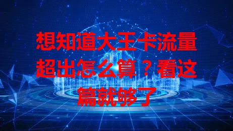 想知道大王卡流量超出怎么算？看这篇就够了