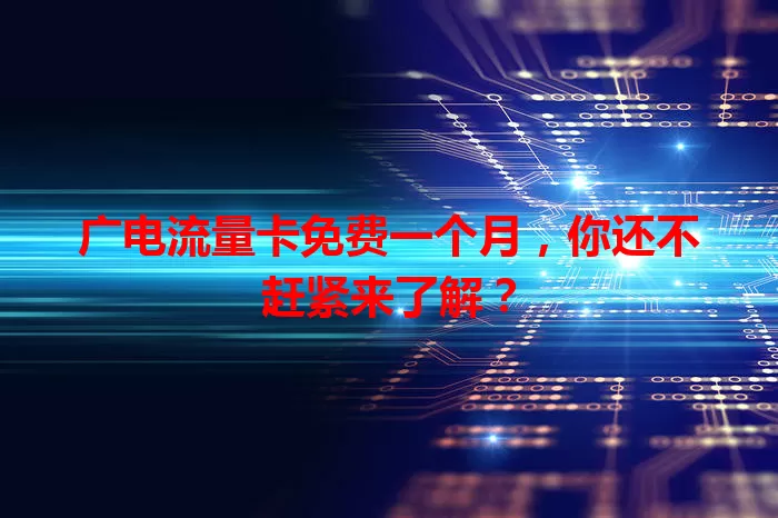广电流量卡免费一个月，你还不赶紧来了解？