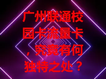 广州联通校园卡流量卡，究竟有何独特之处？
