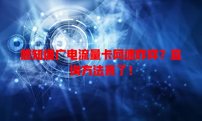 想知道广电流量卡网速咋样？查询方法来了！