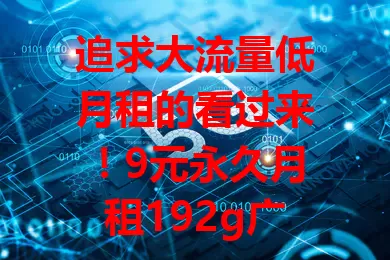追求大流量低月租的看过来！9元永久月租192g广电流量卡超划算，低价享海量流量，广电网络质量佳，无论城市乡村都信号稳定，性价比超高，值得考虑！