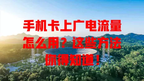 手机卡上广电流量怎么用？这些方法你得知道！