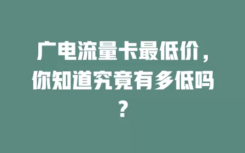 广电流量卡最低价，你知道究竟有多低吗？