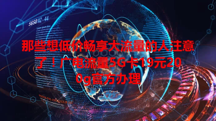 那些想低价畅享大流量的人注意了！广电流量5G卡19元200g官方办理
