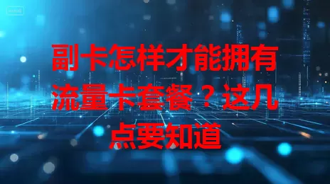 副卡怎样才能拥有流量卡套餐？这几点要知道