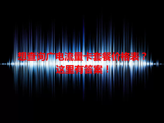 想查询广电流量卡套餐价格表？这里有答案！