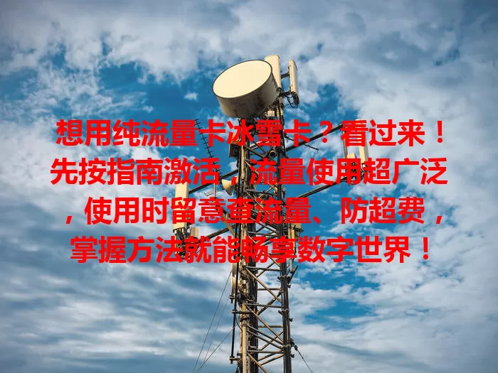 想用纯流量卡冰雪卡？看过来！先按指南激活，流量使用超广泛，使用时留意查流量、防超费，掌握方法就能畅享数字世界！