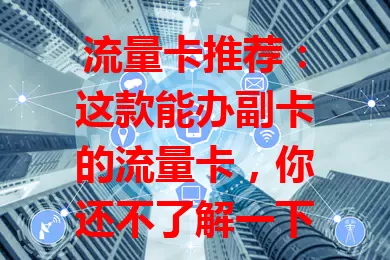 流量卡推荐：这款能办副卡的流量卡，你还不了解一下？

数字化时代流量需求大，这款流量卡超特别，能办副卡。家庭各成员上网需求轻松满足，共享套餐方便实惠，流量足、速度稳，费用还省，有流量烦恼的快来看看！