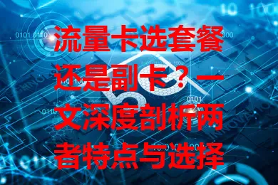 流量卡选套餐还是副卡？一文深度剖析两者特点与选择要点