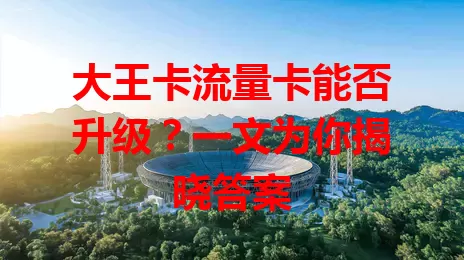 大王卡流量卡能否升级？一文为你揭晓答案