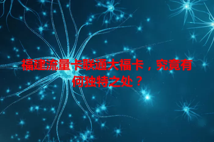 福建流量卡联通大福卡，究竟有何独特之处？