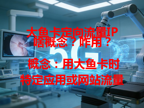 大鱼卡定向流量IP啥概念？咋用？
- 概念：用大鱼卡时特定应用或网站流量经特定IP传输，如看视频。
- 使用方法：在支持的应用内操作，像视频APP播放自动走定向流量IP 。
