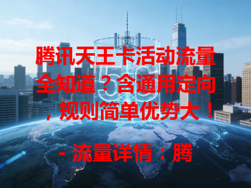 腾讯天王卡活动流量全知道？含通用定向，规则简单优势大！
- 流量详情：腾讯天王卡活动流量包含通用和定向流量，通用流量满足日常上网，定向流量针对腾讯应用，用特定应用不担心超支。
- 流量使用规则：正常使用腾讯天王卡，符合场景自动按规则扣流量，部分应用需手动选，使用前了解规则。
- 流量优势：实惠实用，费用性价比高，腾讯系定向流量让你畅快玩，游戏迷玩王者荣耀不愁流量。
总结：腾讯天王卡活动流量贴心，爱用腾讯应用的人超合适。
