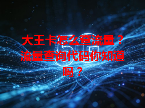大王卡怎么查流量？流量查询代码你知道吗？